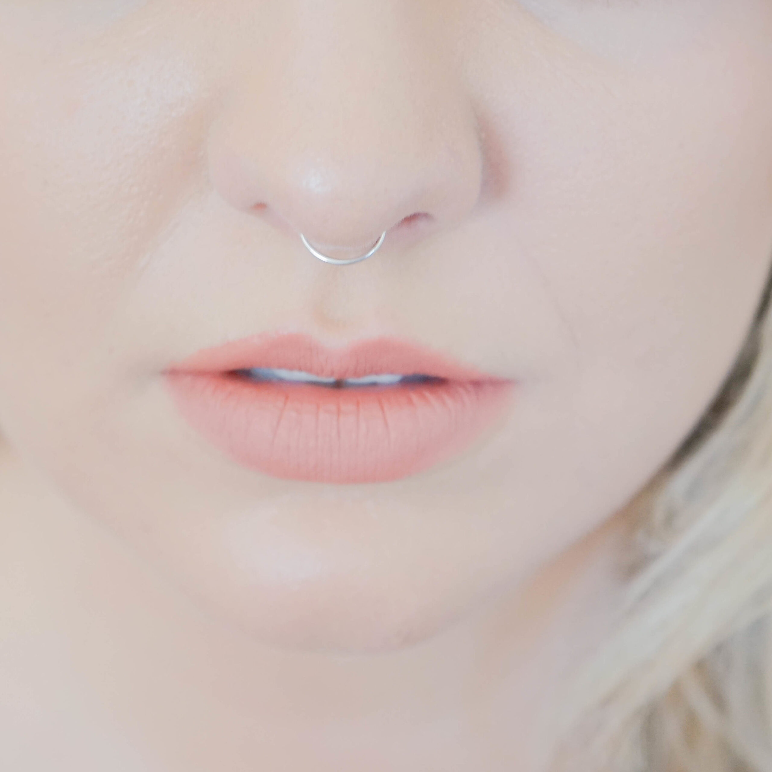 Hoop Double Septum Ring Sterling Silver Gold Filled Nose Ring