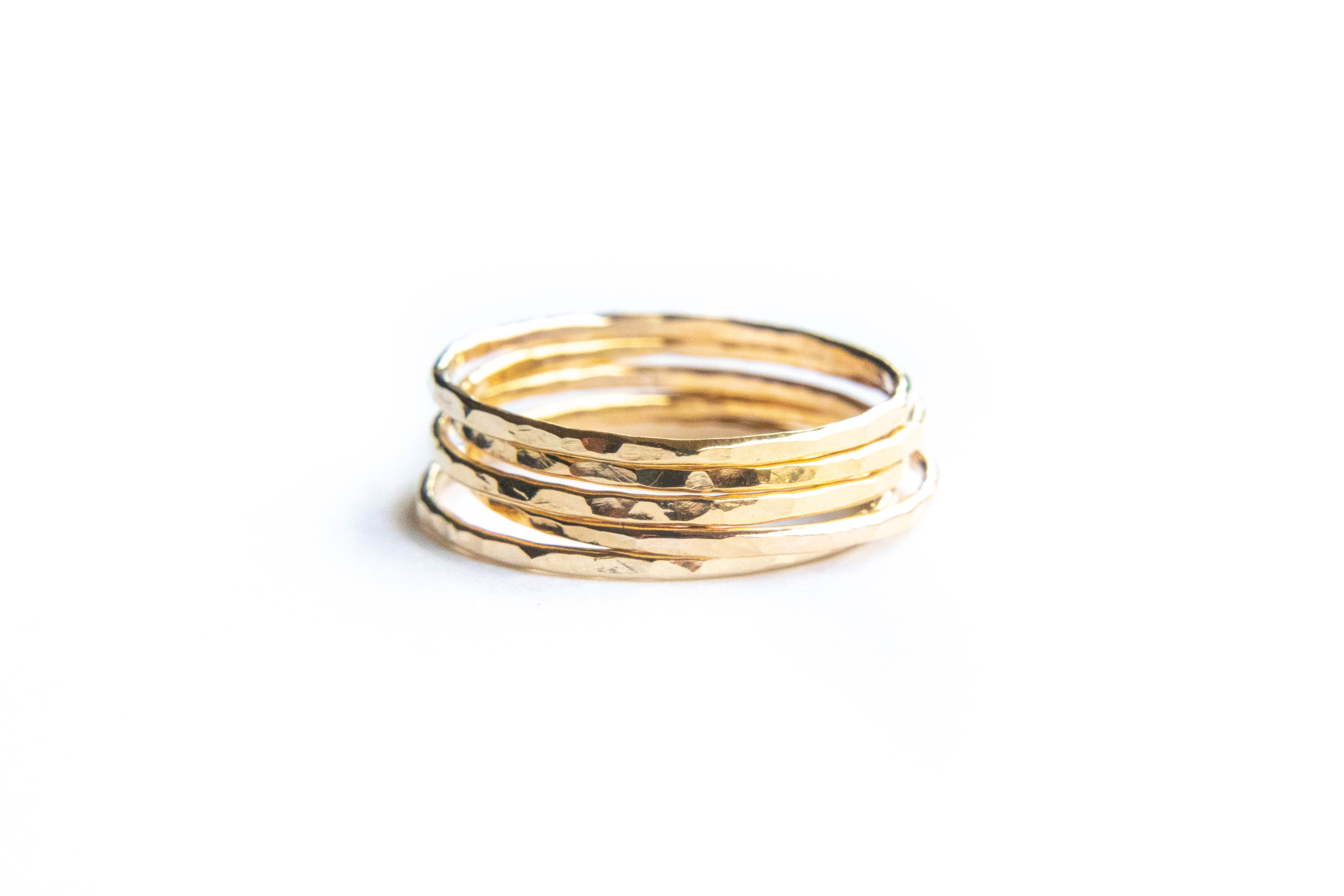 Thin Gold Stacking Ring Set Yellow Gold Stacking Ring Band Set