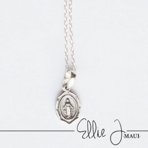 Silver mother mary medal necklace