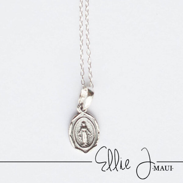Mother Mary Pendant silver charm necklace - Heart Mala Yoga Jewellery