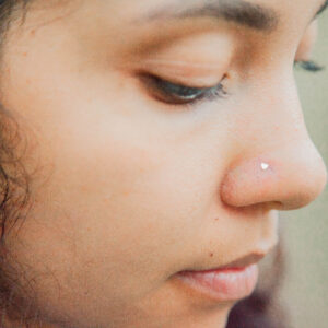 heart nose stud in nose on model