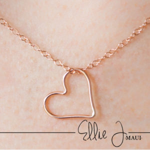 flat cable chain with smooth rose gold heart