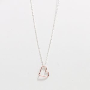 Open Heart Necklace rose on silver chain