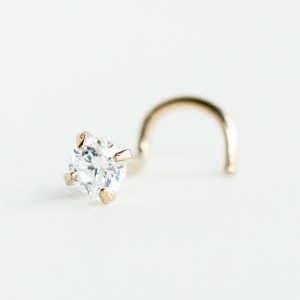solid gold CZ nose screw with Cubic