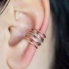 rose silver gold ear cuffs stacked