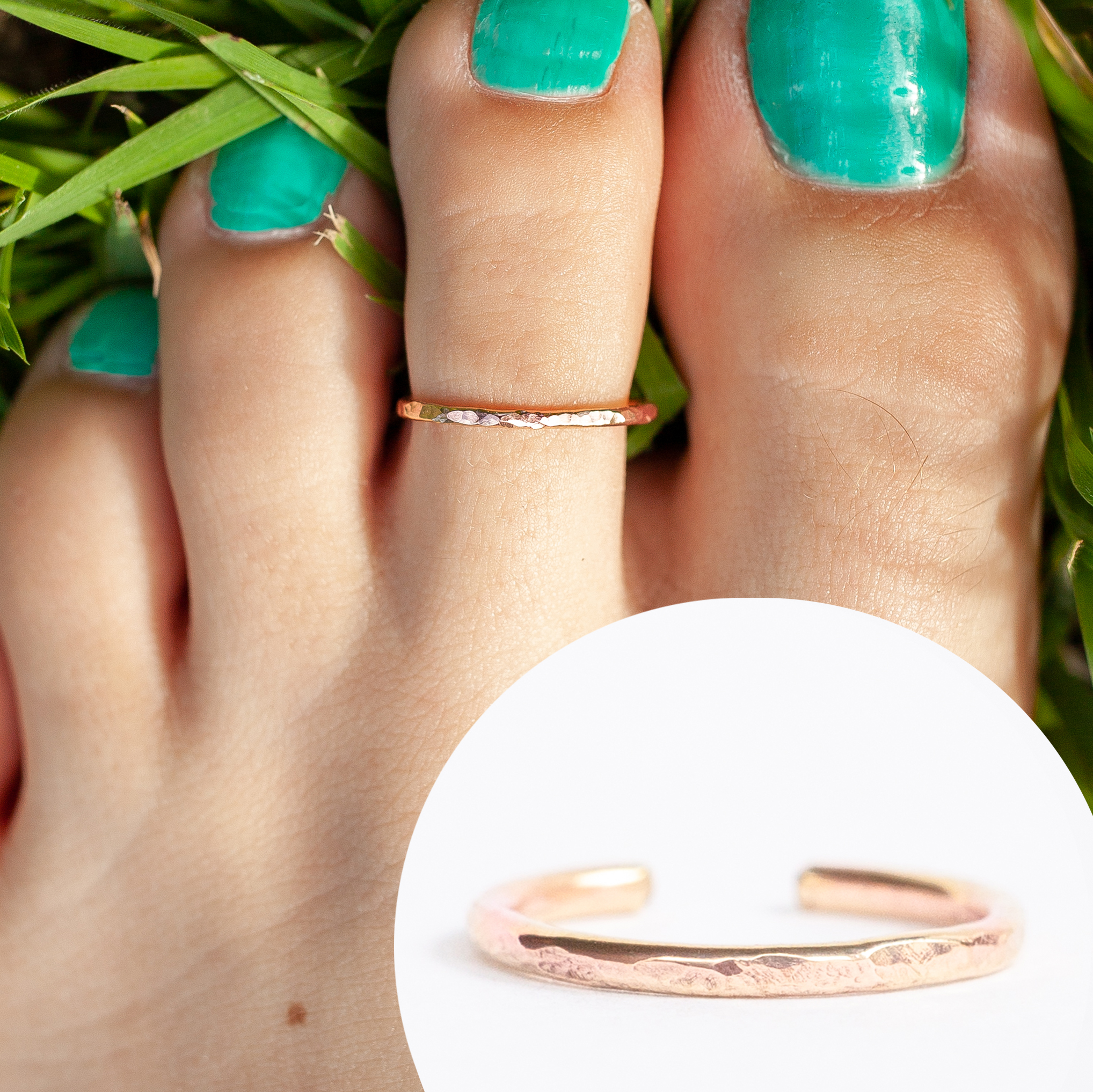 14K Rose Filled Gold Toe Ring - Adjustable Cuffed Body Jewelry