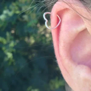 Tiny Heart Helix Earring Cuff in Sterling Silver, Gold-Filled Yellow