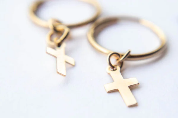 Cross Dangle Hoop Earring | 14K Gold | Yellow Gold Filled