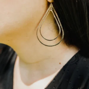 Double Tear Drop Hoop Earrings | 14K Gold Filled