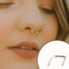 Sterling Silver Staple Septum Retainer, 14k Yellow & Rose Gold