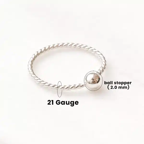 Sterling Silver Nose Ring Twisted