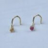 Gold Genuine Yellow and Pink sapphire Nose Stud