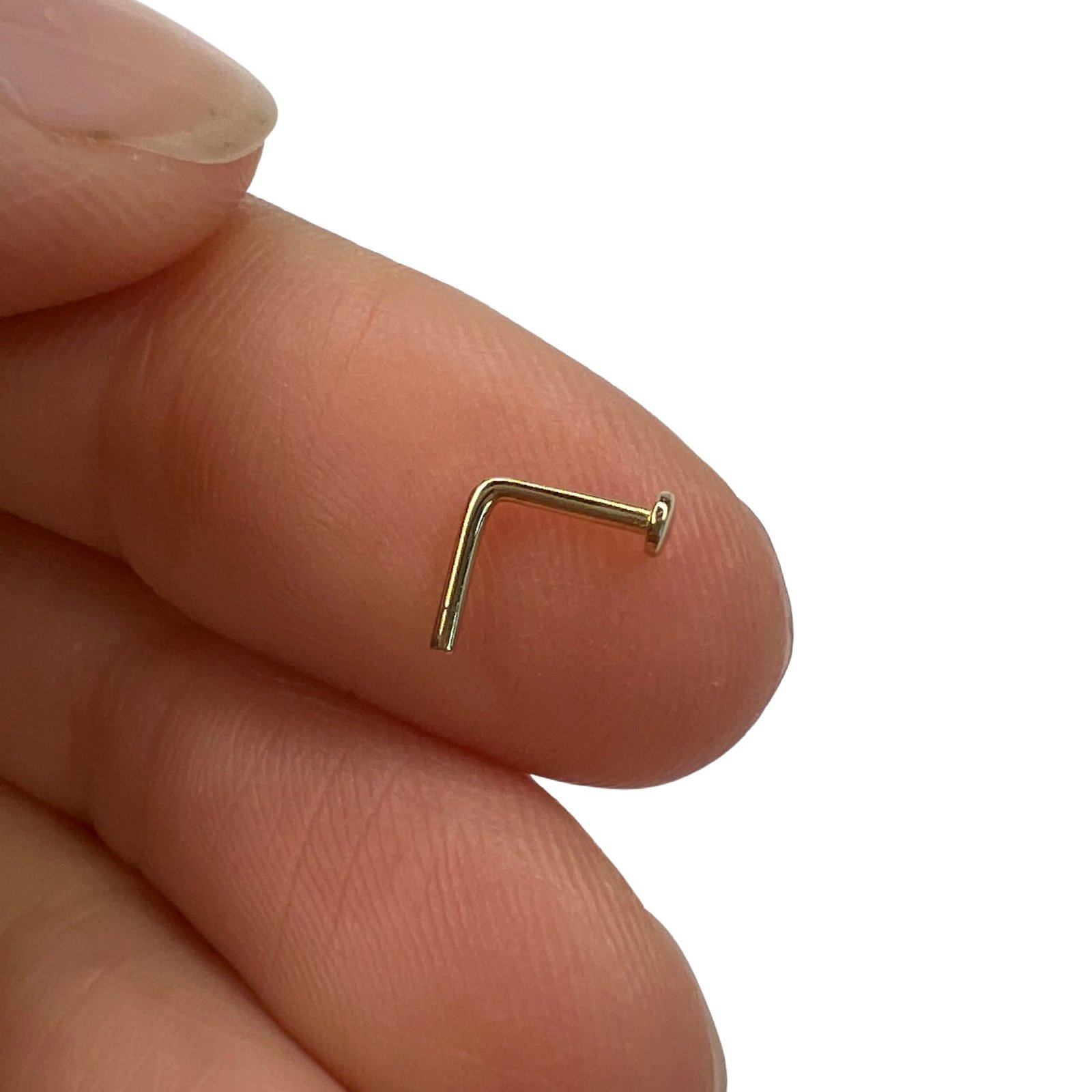 Gold Nose Stud | 14k Solid Gold - 20G L - Bend 2mm Nose Stud