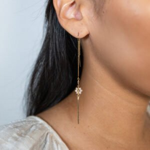 Threaded Pearl Earrings 14k gold filled with genuine pearls