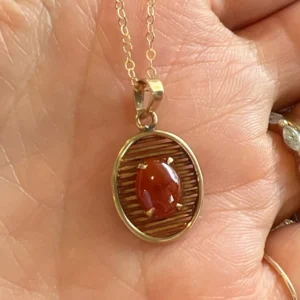 Red Jade Pendant Vintage 14k