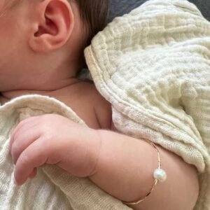 White Pearl 14k Gold Filled Baby Bangle